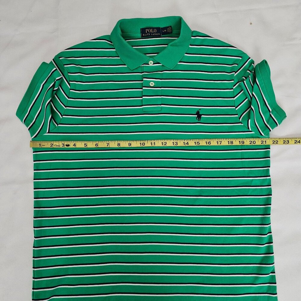 POLO Ralph Lauren Men's Green Striped Short Sleeve Classic Polo Shirt Size L/G - Picture 11 of 12